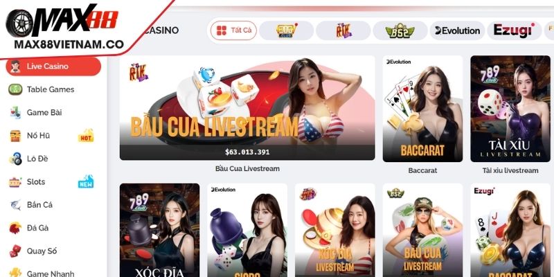 Giao diện đỉnh cao và mượt mà đến từ Casino Hitclub MAX88