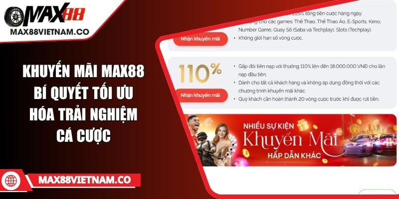 Khuyến Mãi MAX88 Bí Quyết Tối Ưu Hóa Trải Nghiệm Cá Cược